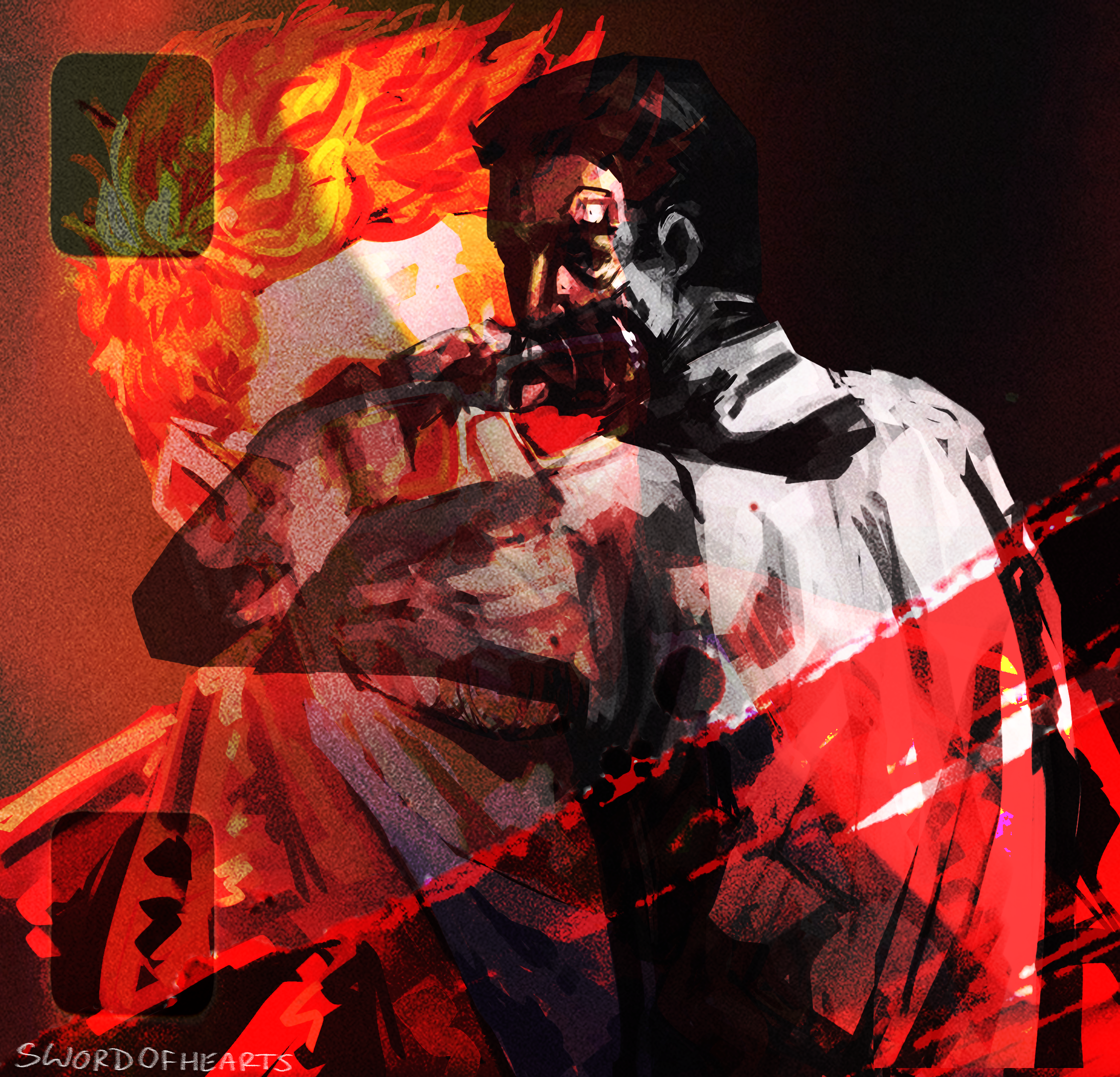 narrator and tyler durden from fight club on a film reel